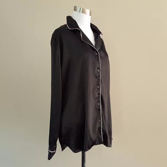 Gilligan & O'Malley Black Satin Sleep Shirt Large - Picture 4 of 8